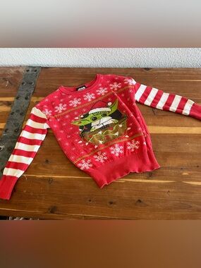 Star Wars Red and White Baby Yoda Holiday Sweater